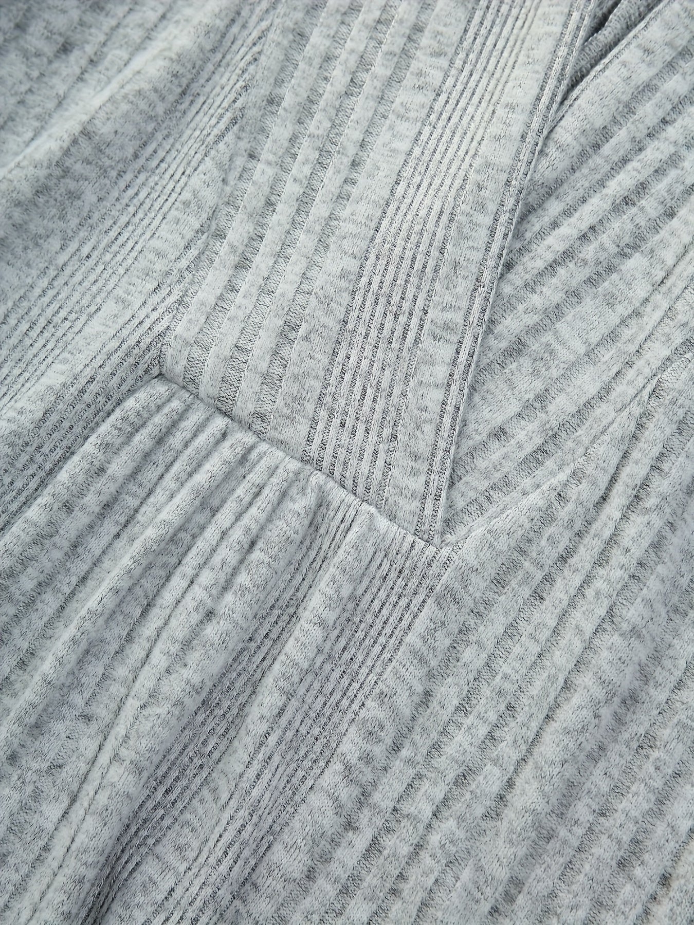 Solid Color Surplice Ribbed Textured Fleece Trim Hooded Top