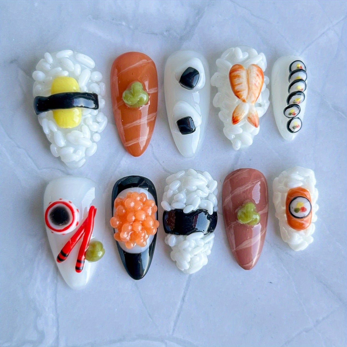 {10pcs} Japanese Sushi Press-On Nails