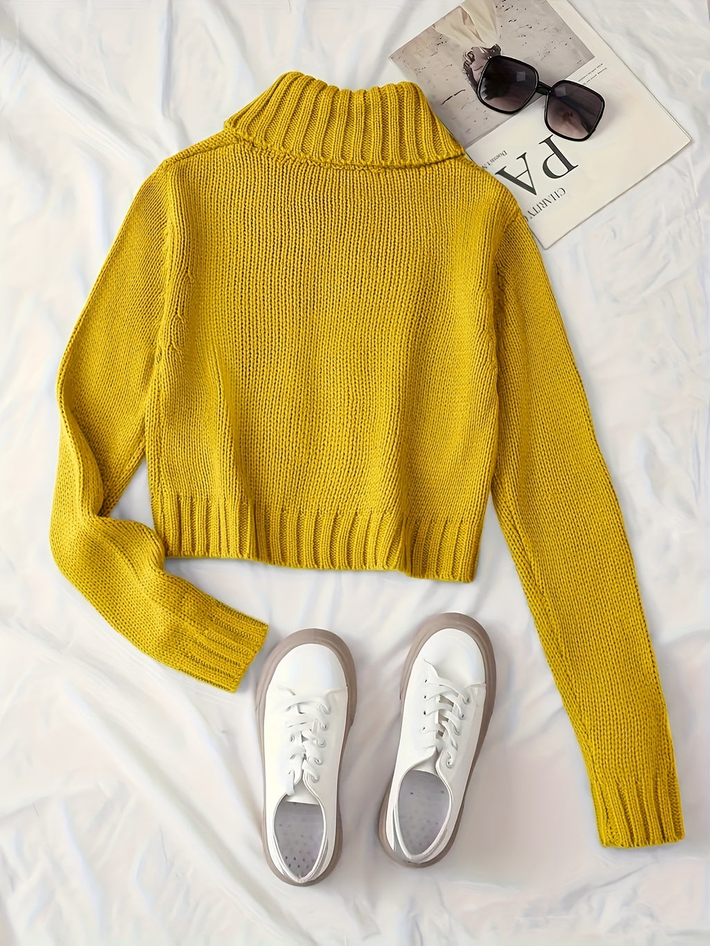 Women's Black Cardigan - Slim-Fit Sweater with Front Zipper & Golden Buttons, Elegant Stand-Up Collar for Formal/Casual Outfits - All-Season Chic Jacket, Versatile Layering, Modern Knitwear, Premium Finish, Fashionforward Wom