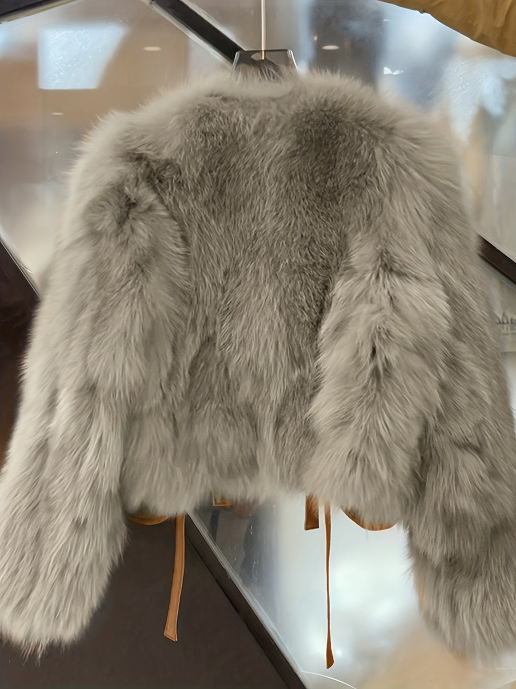 Elegant Fur-like Exterior, H-Silhouette Short Jacket