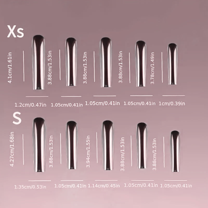 {10pcs} Handmade Champagne Golden Full-Coverage Rhinestone Extra-Long Press-On Nails