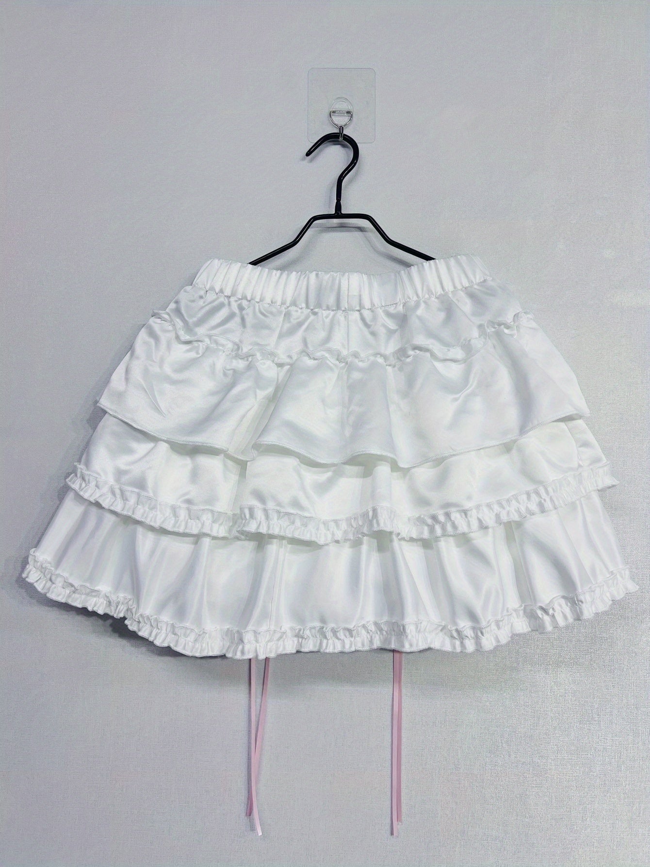 Mini Skirt with Elastic Waistband & Pink Bow Details