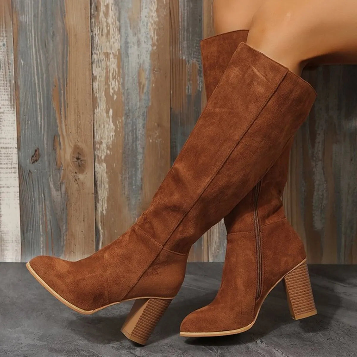 Point Toe Block Heels Boots