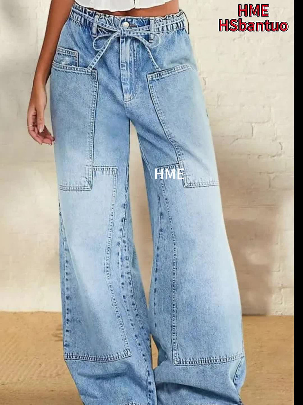 Non-Stretch Semi-Elastic Waist Pants