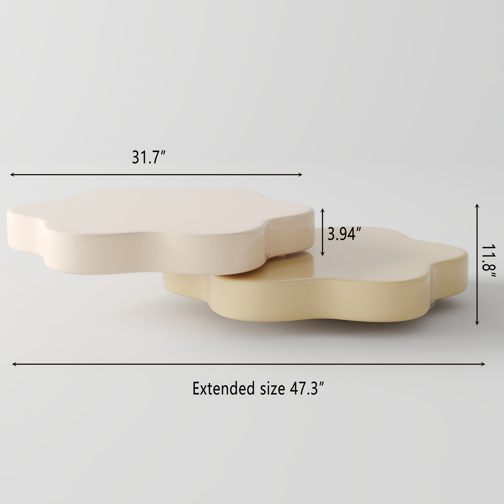 1pcs Italian cream style light luxury modern coffee table, flower double layer rotatable living room small household table, creative design sofa side table