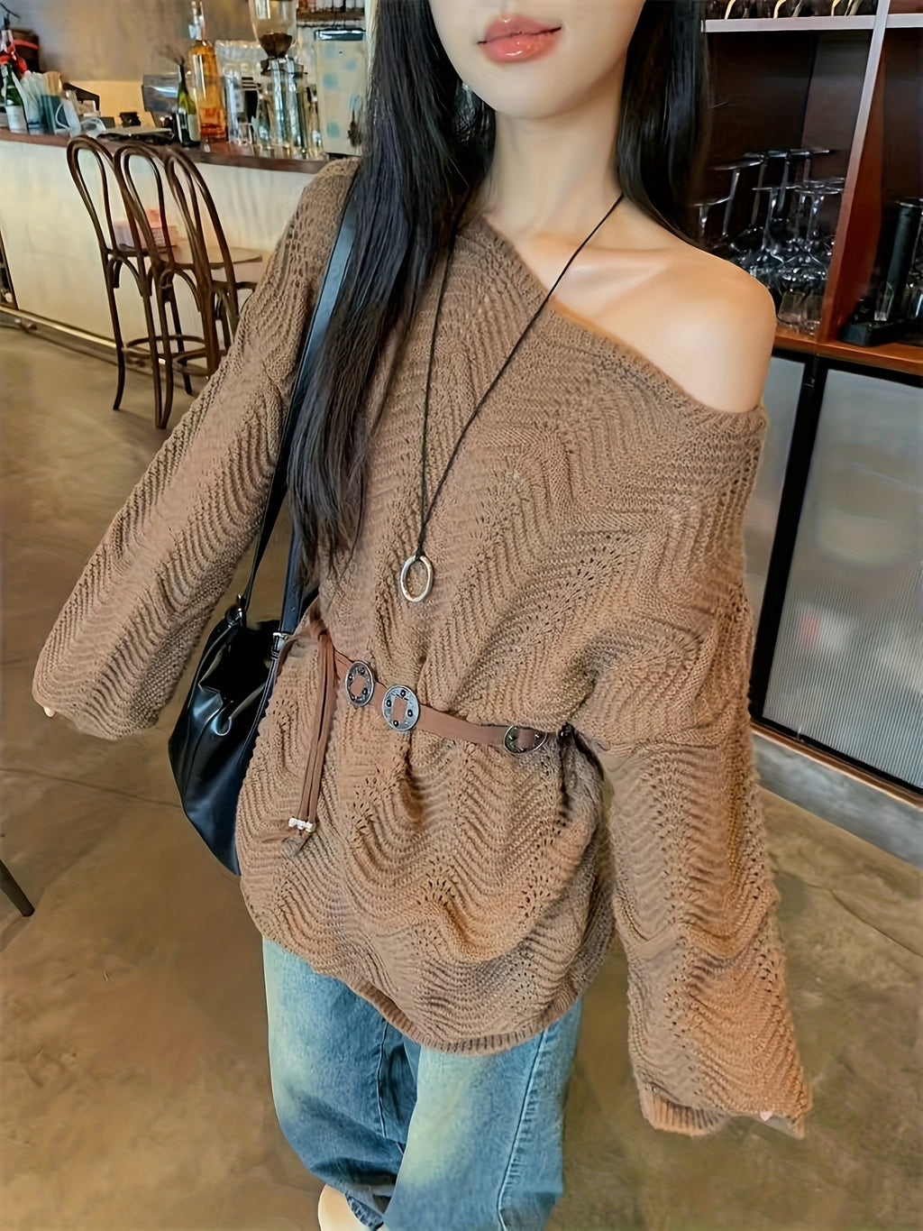 Off-Shoulder/One-Shoulder Lace Kimono Jacket