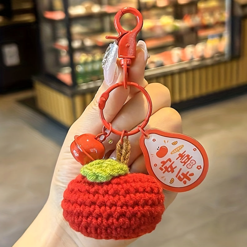 Crocheted Keychain with Bright Future And Persimmon And Peanut Pendant