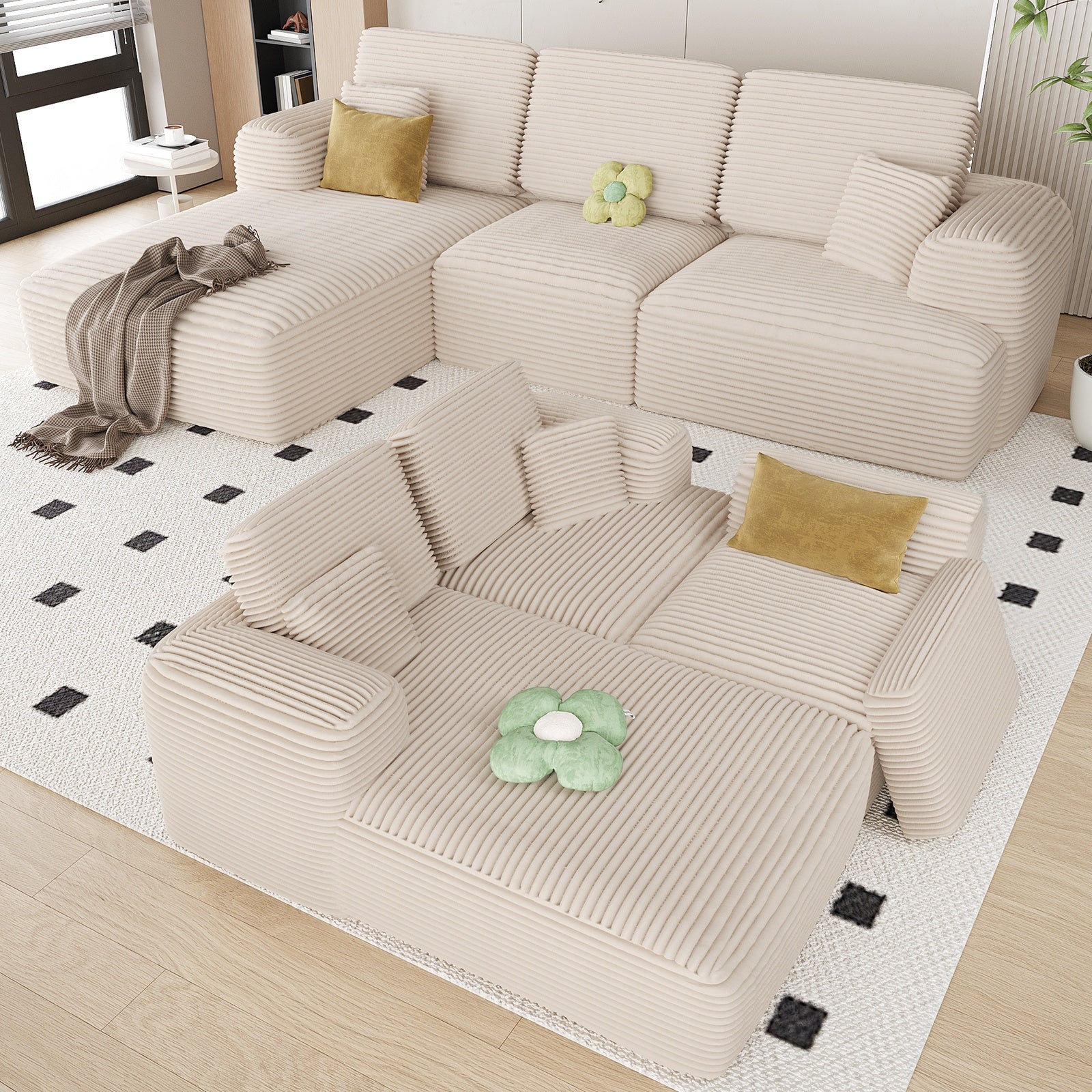 106 Inch Modular Segmented Sofa, L-shaped Leisure Combination Sofa