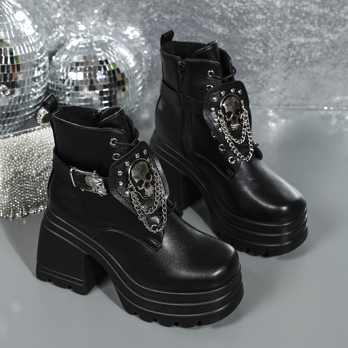 Skull Platform Gothic Boots