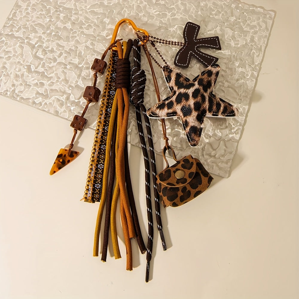 Leopard Print Keychain with Detachable Coin Purse