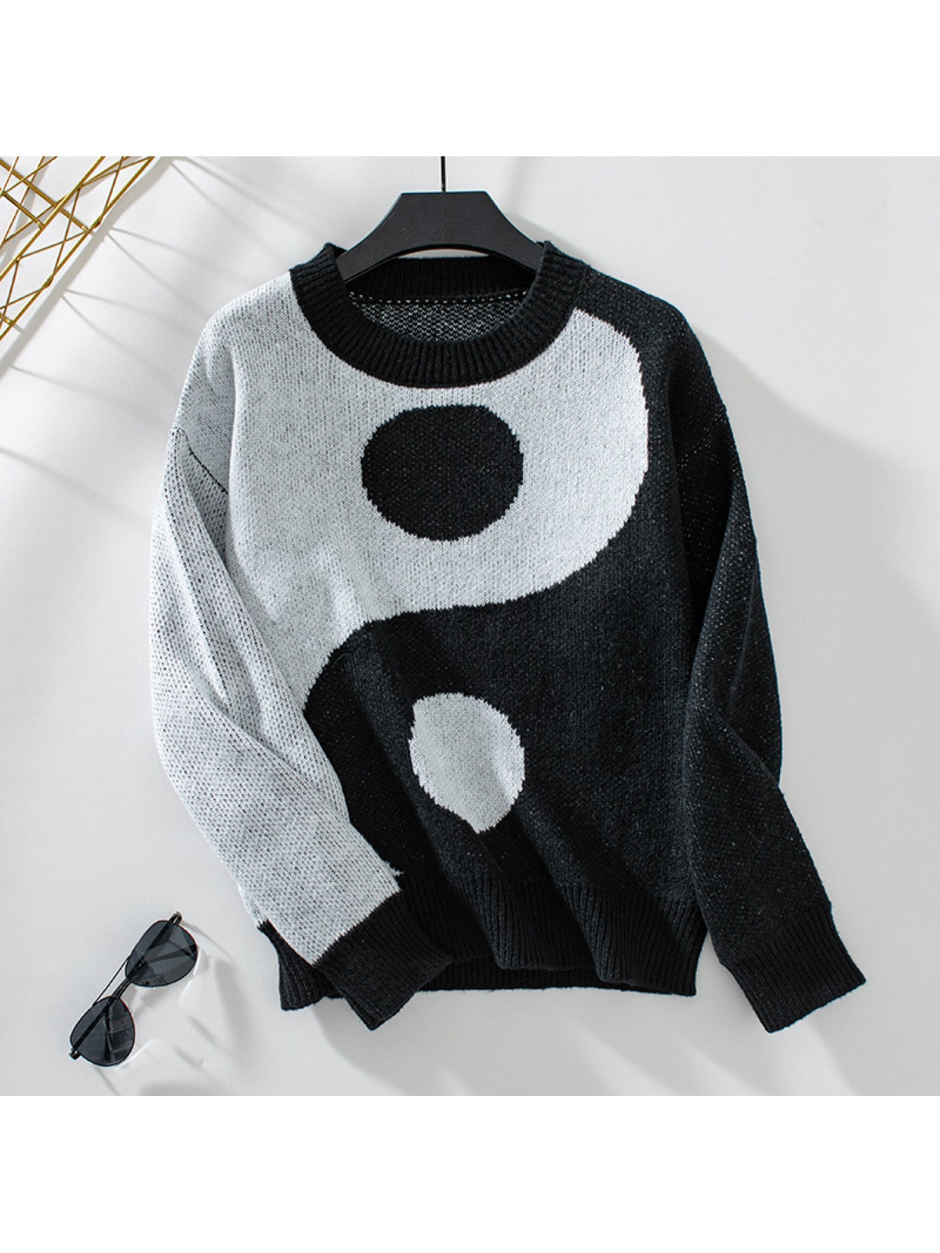 Oversized Retro Color-Block Sweater