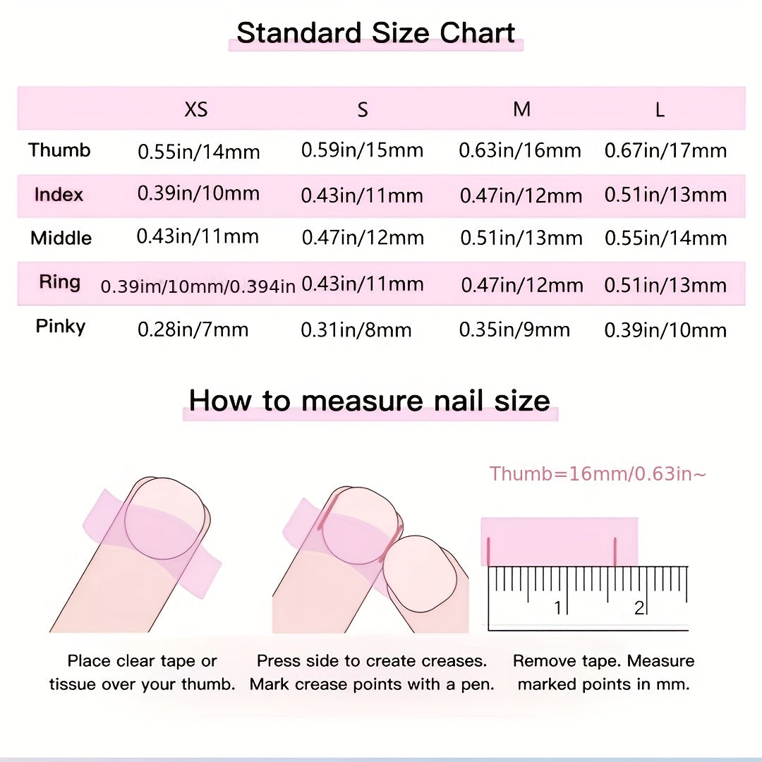 10pcs Handmade Magnetic Press-On Nails with Floating, Rhinestones & Heart/Clover/Bow/Pink Bow & Rabbit Cutouts