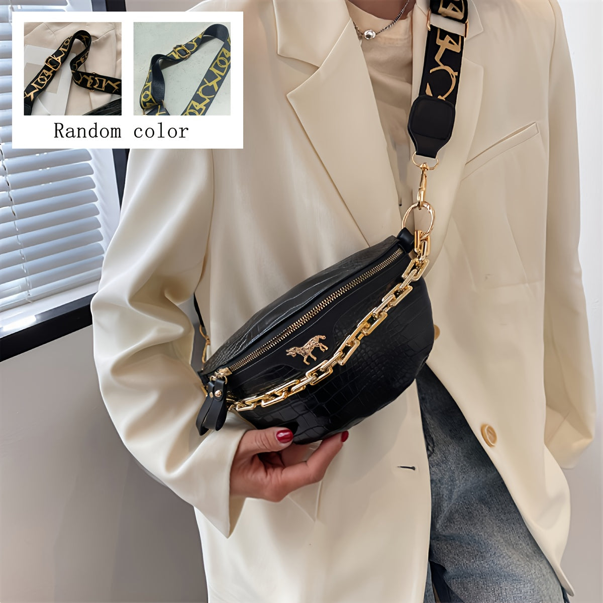 Crocodile Embossed Waist Bag