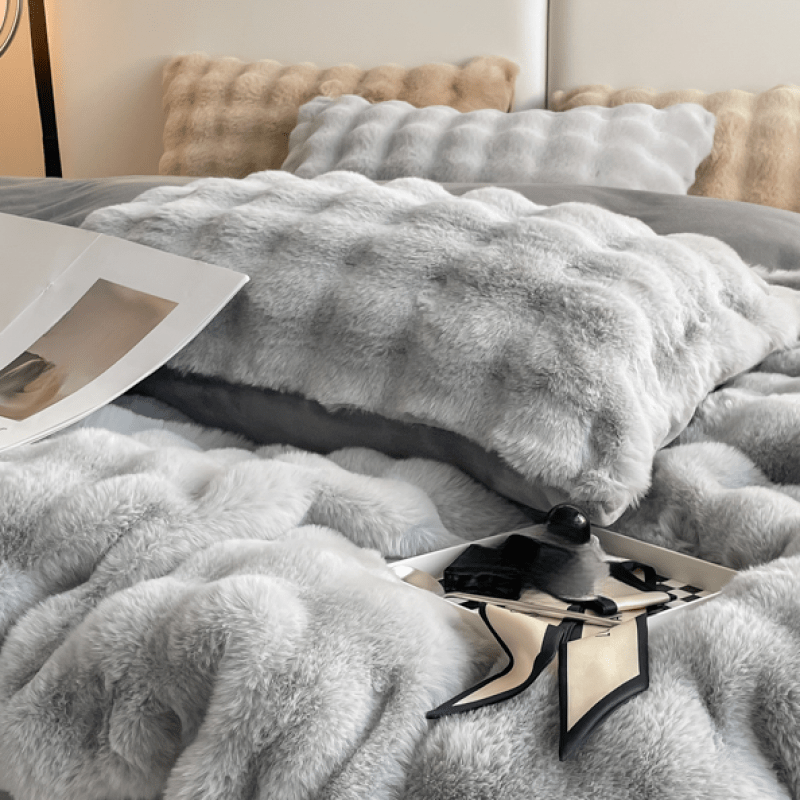 {2pcs} Bubble Imitation Rabbit Plush Pillowcases