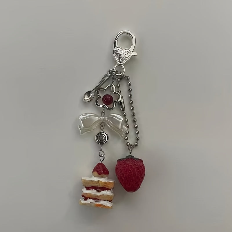 Handmade Strawberry Cake Keychain