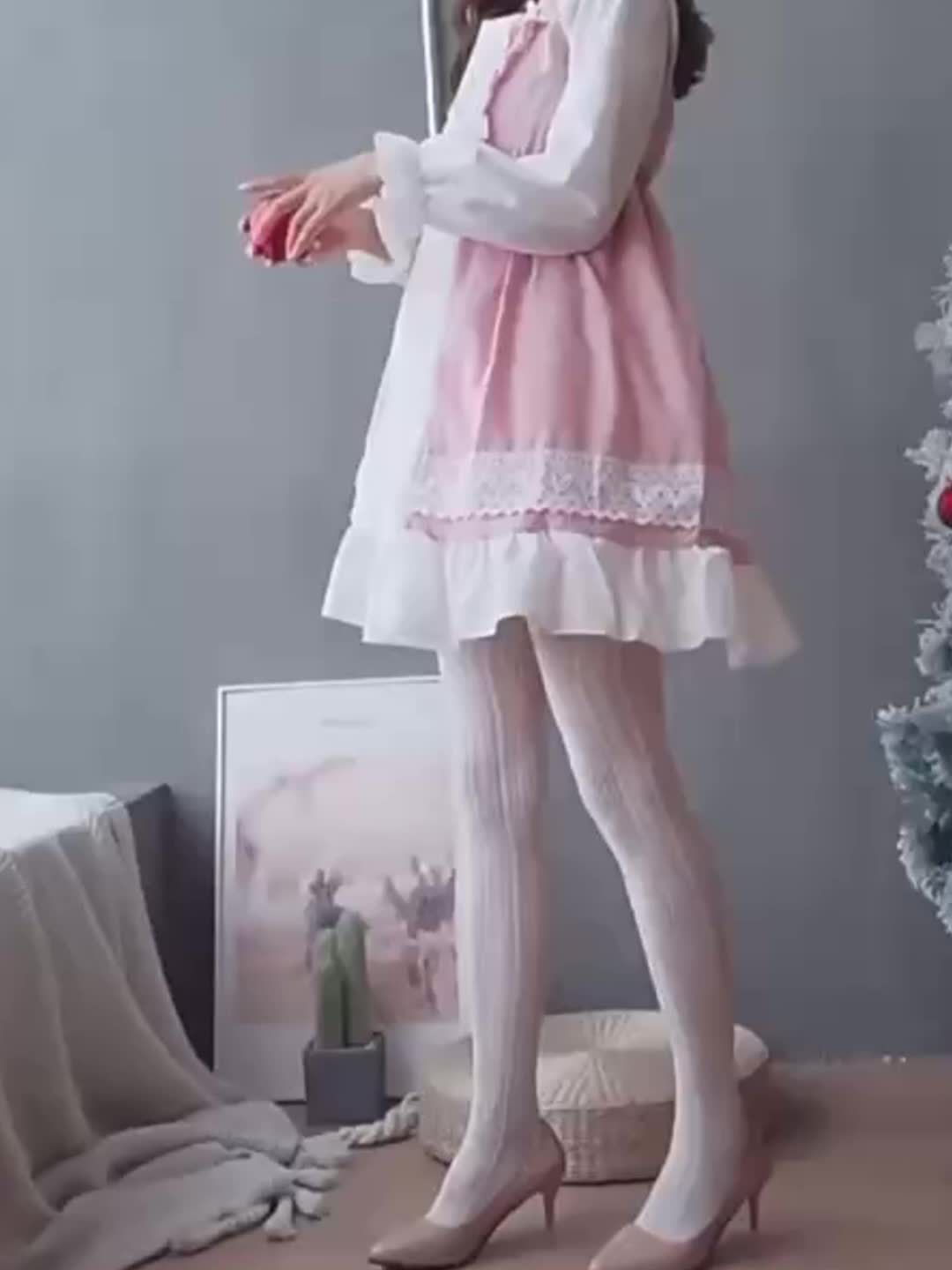 Geometric-Patterned Pantyhose with Contrast Lace Detail