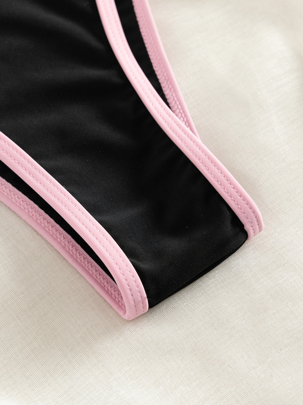 Contrast Trim Tie Side 2 Piece Bikini Swimsuit