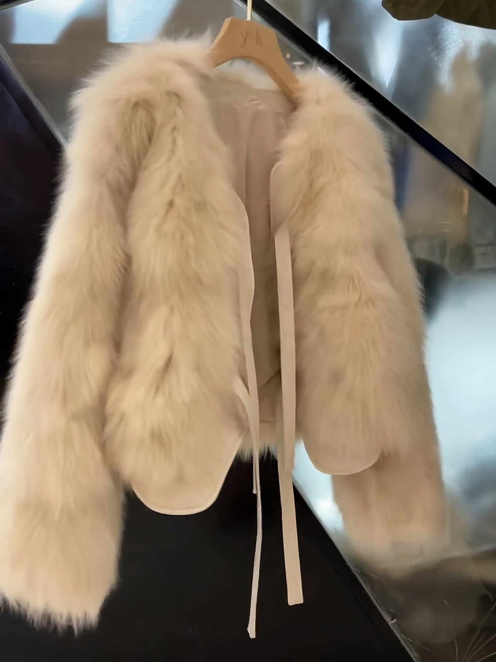 Elegant Fur-like Exterior, H-Silhouette Short Jacket
