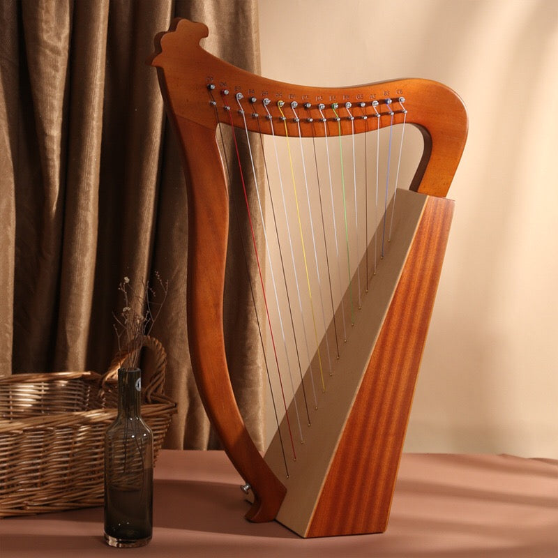 19 String Mahogany Solid Wooden Lyre Harp