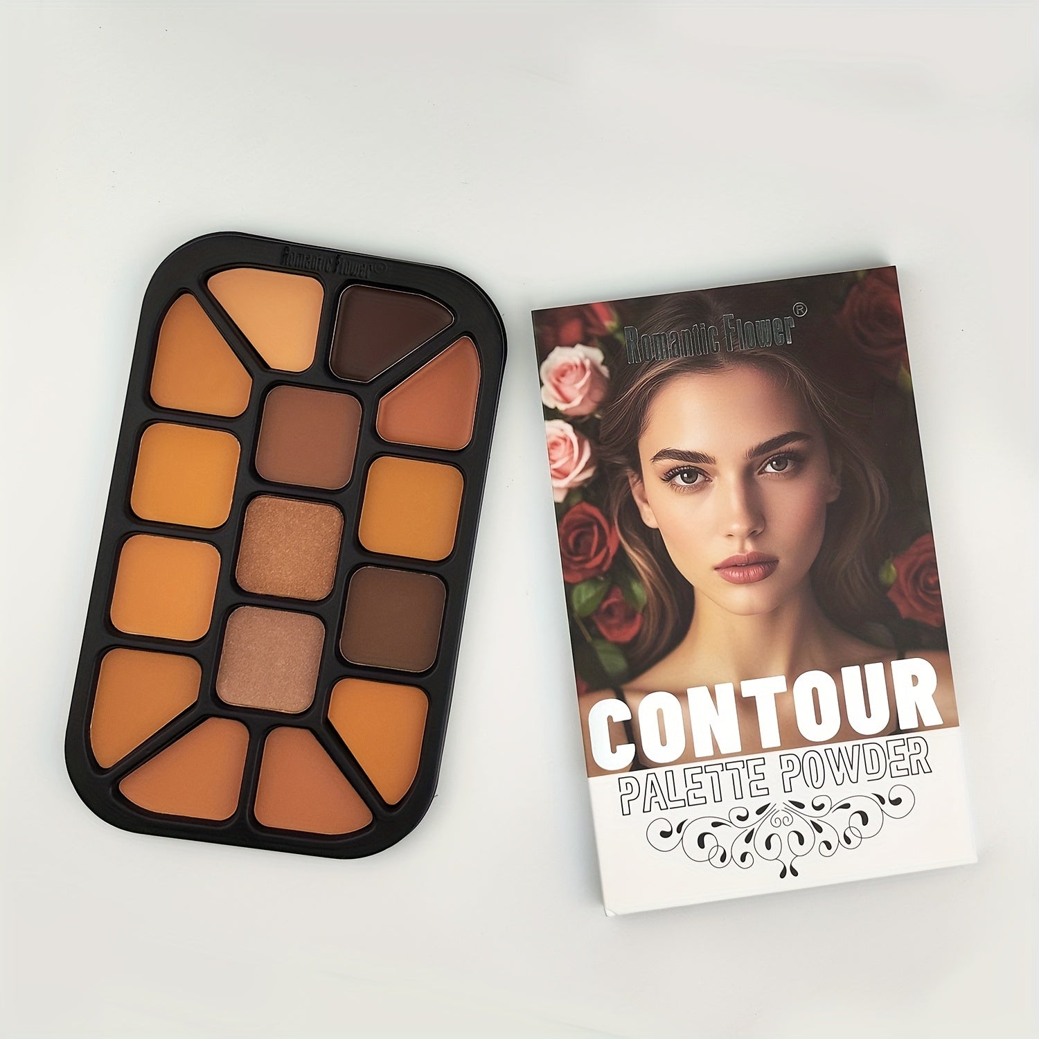 15-Color Contour Makeup Palette with 11 Shades Powder, 2 Shades Highlighter & 2 Shades Concealer Cream - Matte Waterproof 3-in-1 Foundation Palette for All Light Beige Types, Medium Coverage, Soft Powder Formula