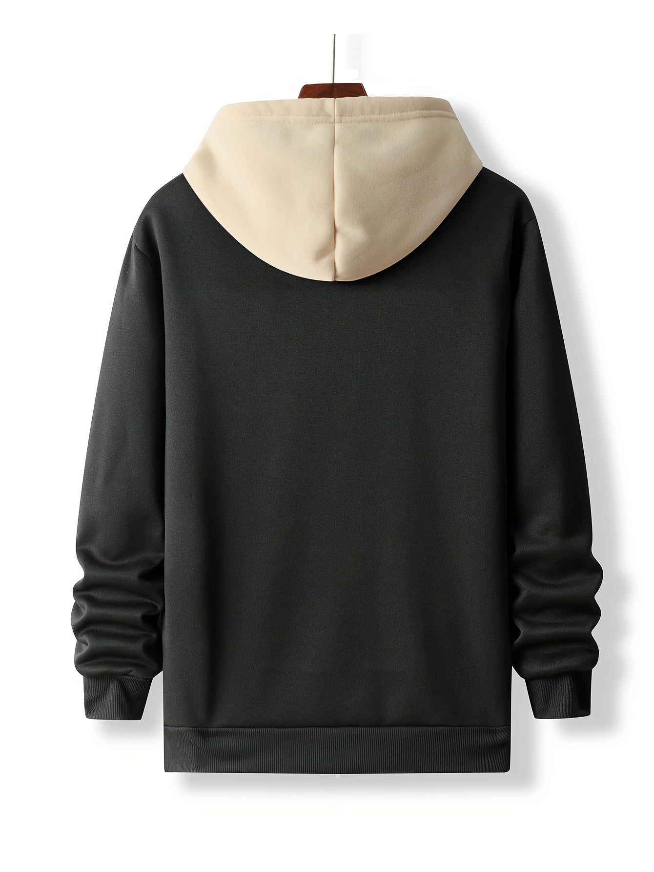 Casual Polyester Hoodie with Black Cat Eating Ramen Print