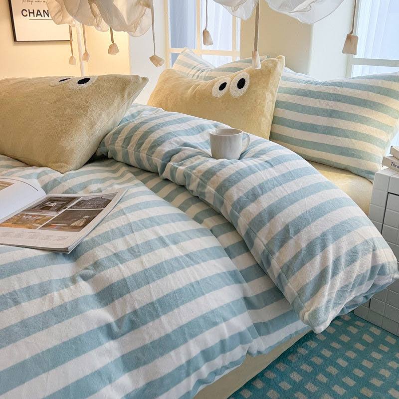 Milk Fleece Striped Duvet Cover