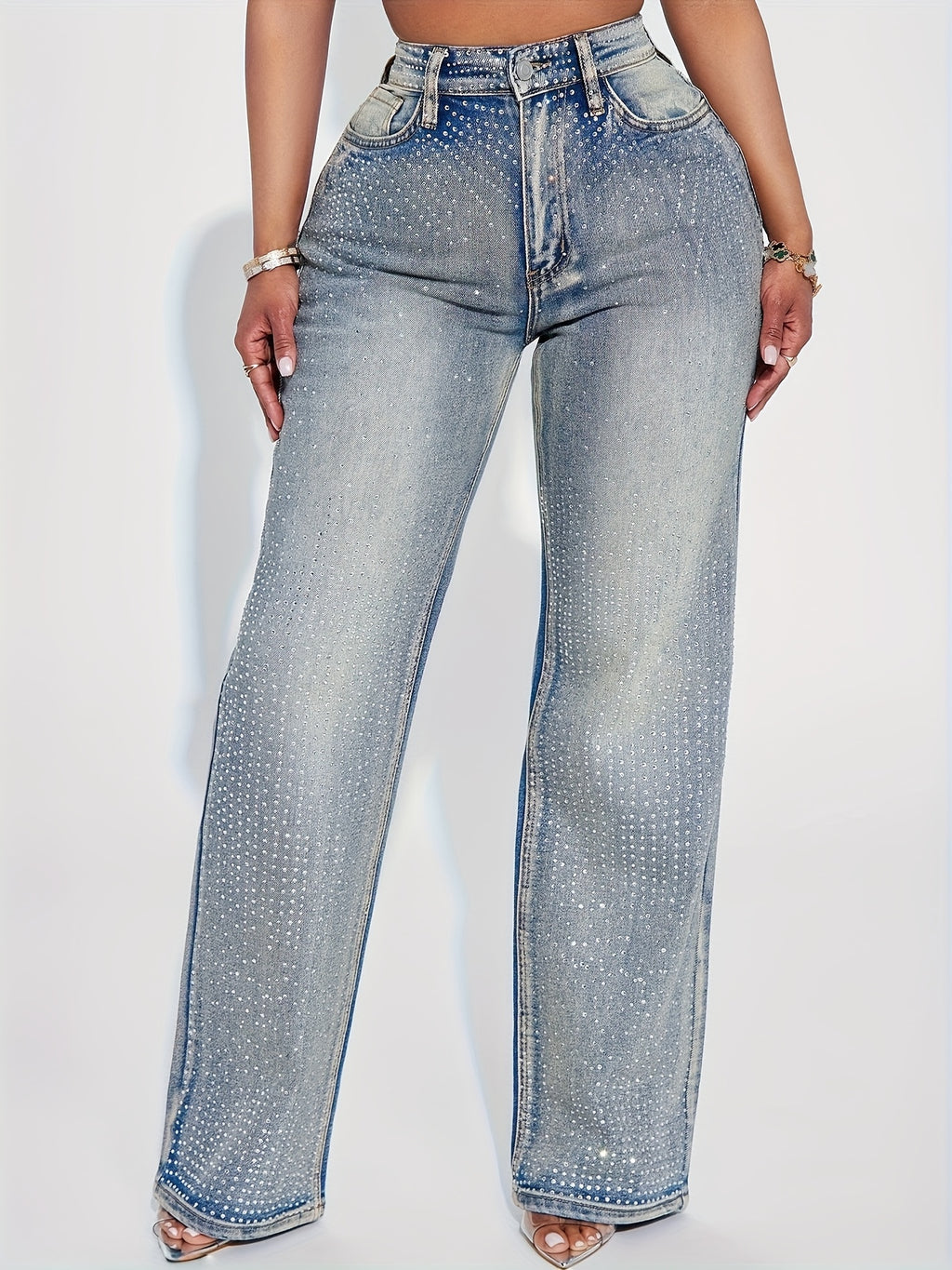 Rhinestone Denim Pants