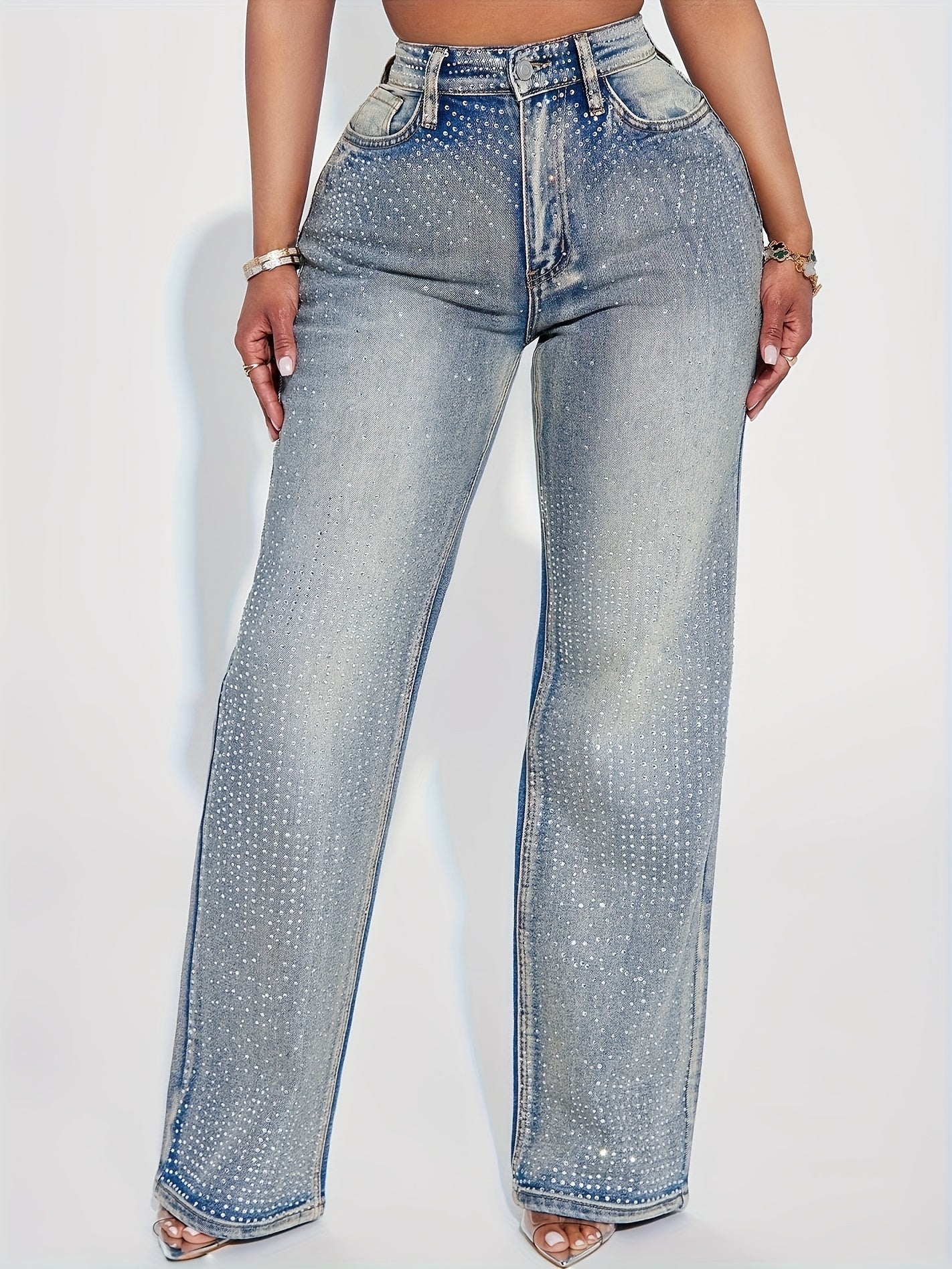 Rhinestone Denim Pants