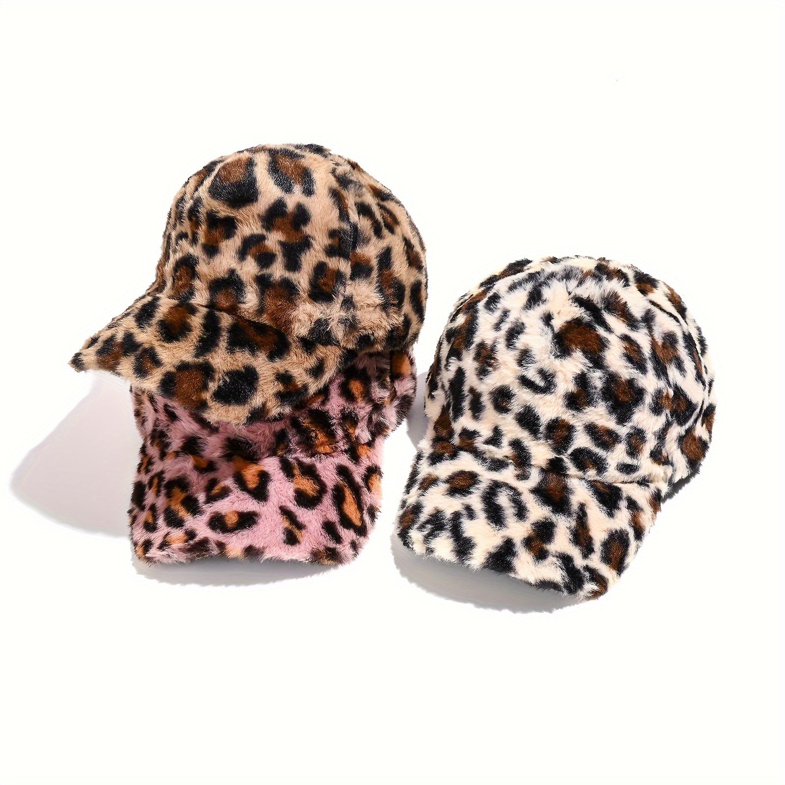 Leopard-Print Plush Baseball Cap