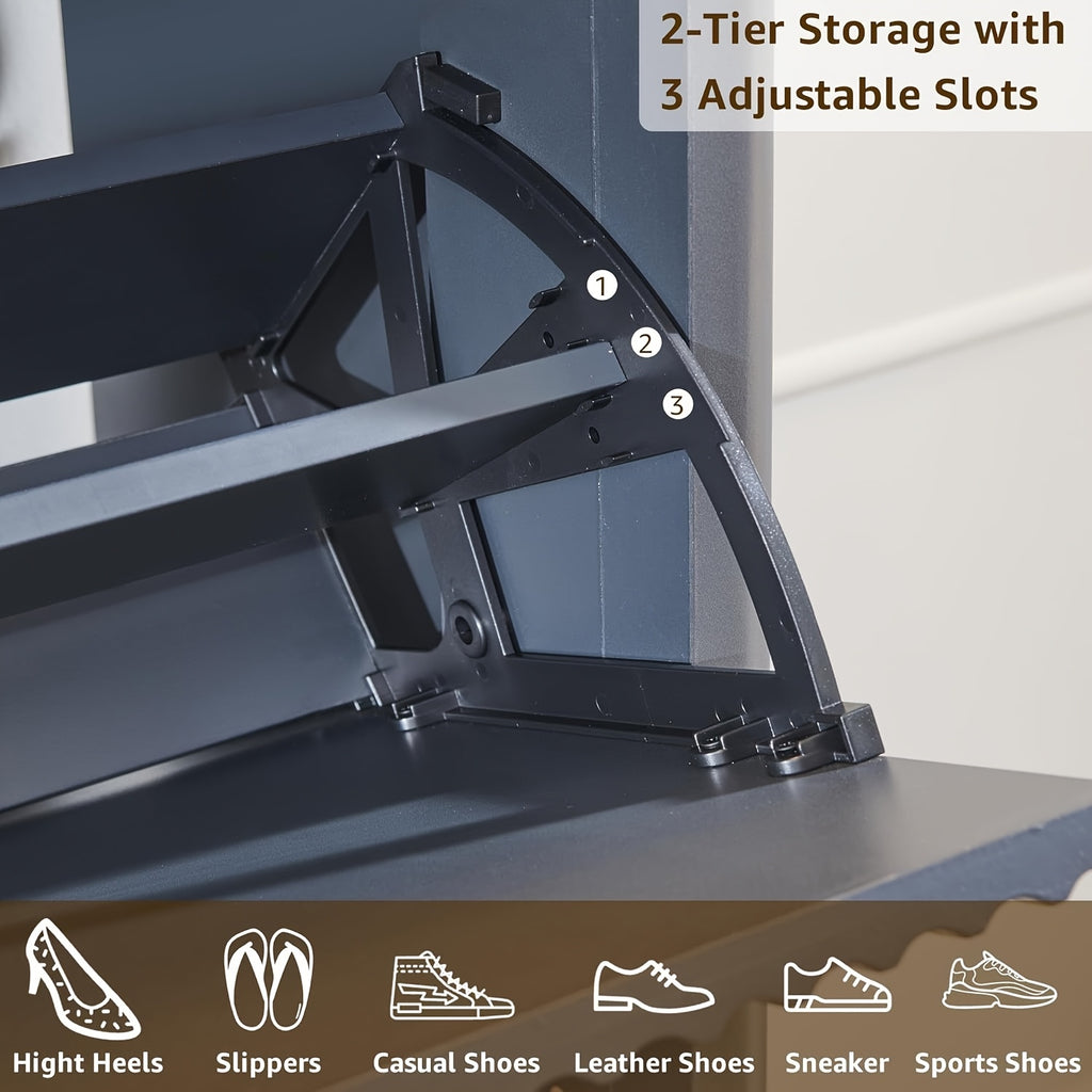 Wave-patterned Shoe Cabinet Featuring 2 Flip Drawers And A Top Drawer, 48-inch Tall Narrow Shoe Organizer, Curved Profile Design, Wooden Shoe Rack for Entryways, Entryway Storage, Hallway Furniture, Contemporary Design, Sleek