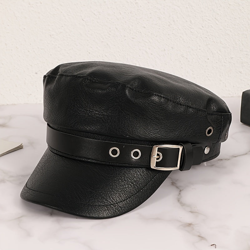 PU Leather News Cap