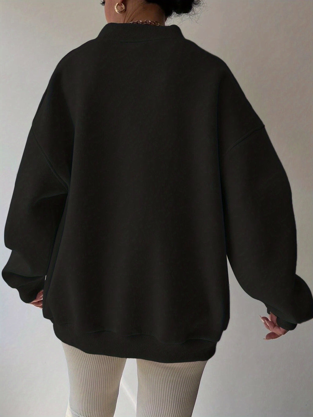 V-Neck Oversized Pullover Sweatshirt