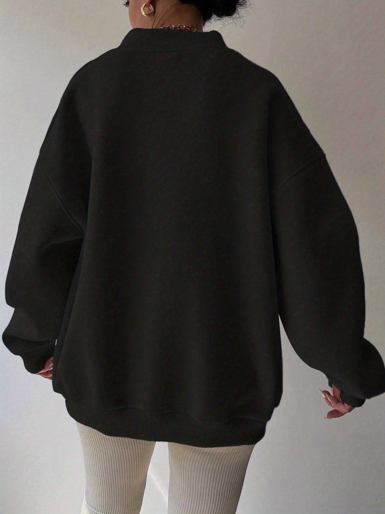 V-Neck Oversized Pullover Sweatshirt