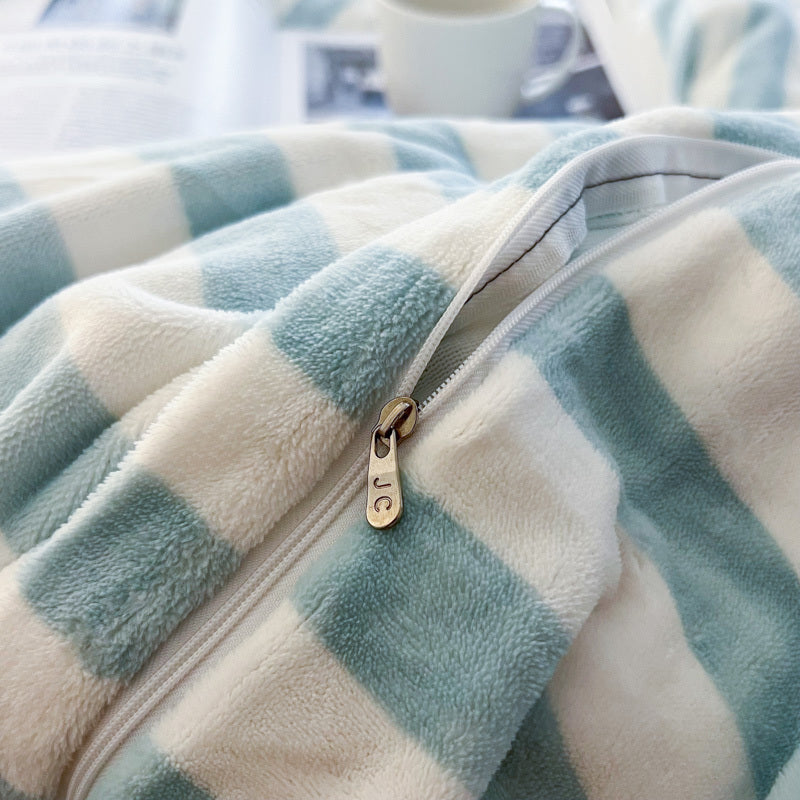 Milk Fleece Striped Duvet Cover