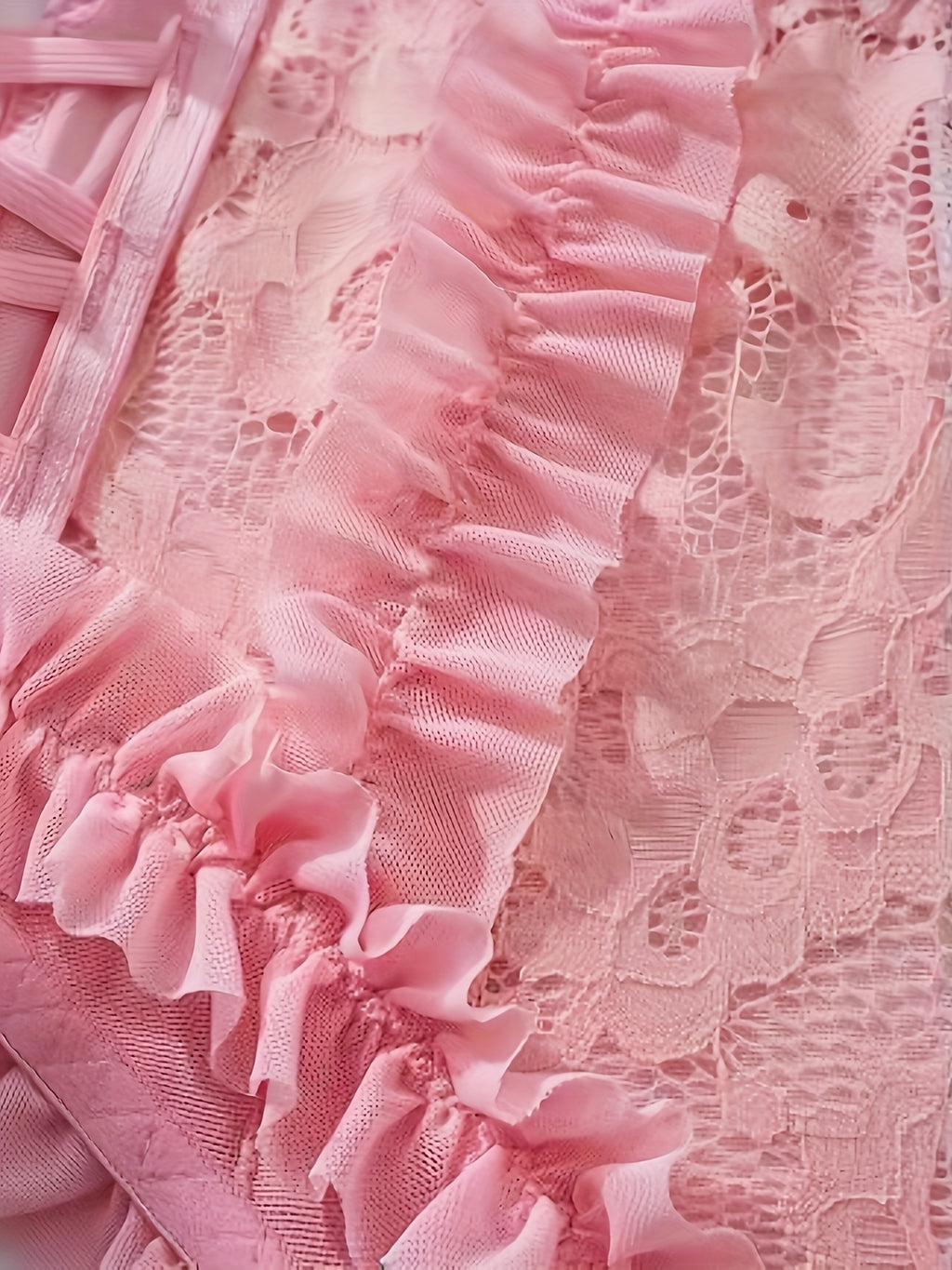 Lace Mesh Patchwork Ruffled Flounce Bow Fashion Underwear