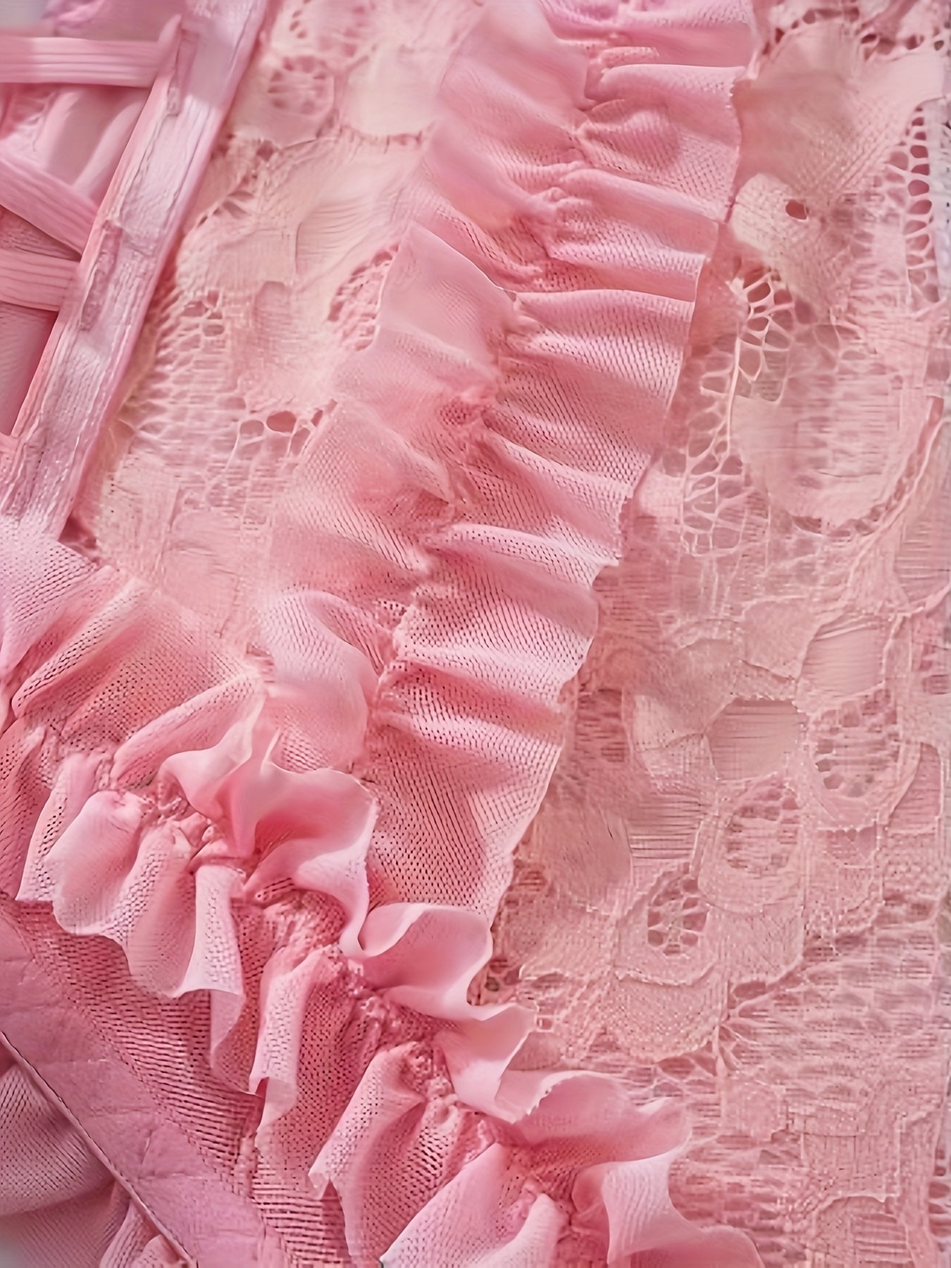 Lace Mesh Patchwork Ruffled Flounce Bow Fashion Underwear