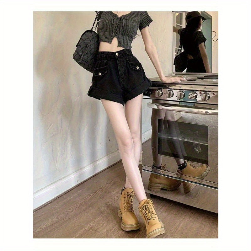 Rolled Hem Denim Shorts