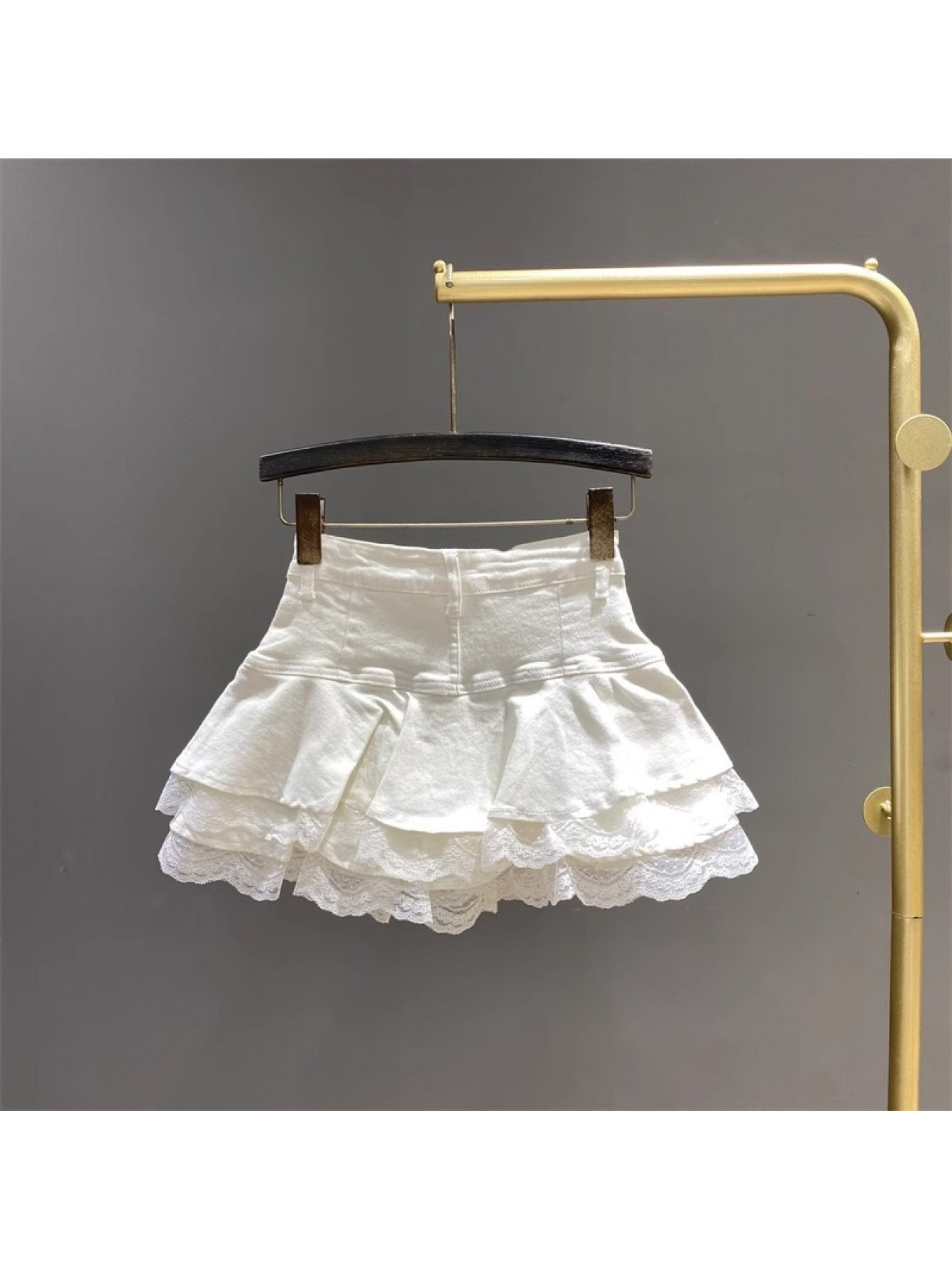 Lace Ruffle Trim Mini Skirt