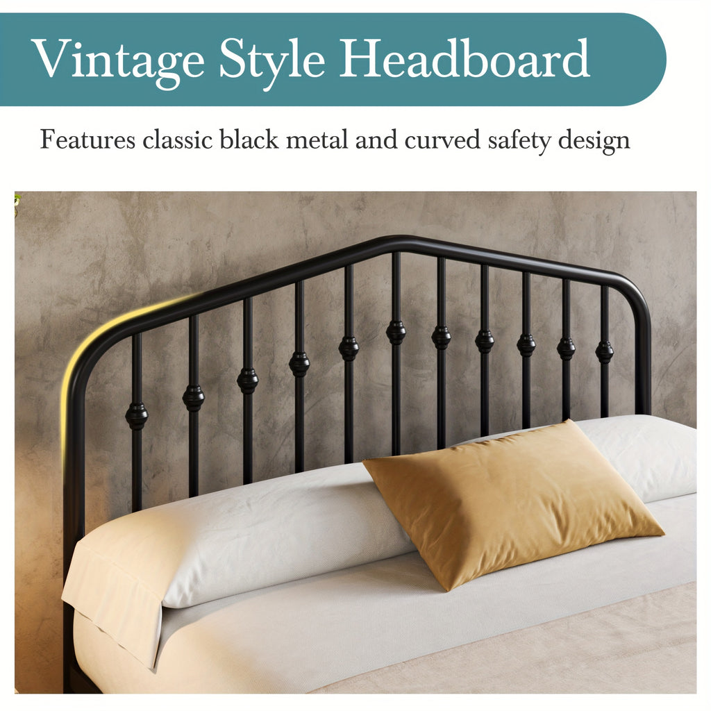 14'' Queen Size Heavy-Duty Wrought Iron Bed Frame