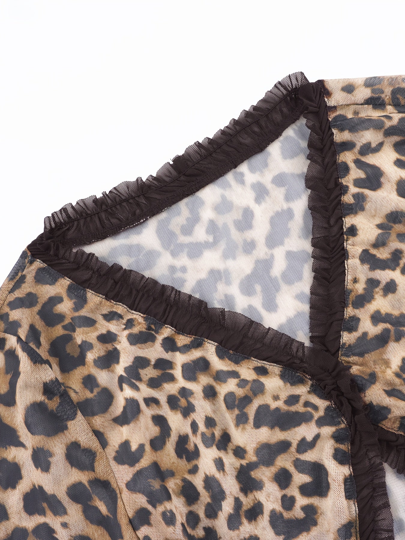 New Fashionable Sexy Cut-Out Leopard Print Mesh Jumpsuit