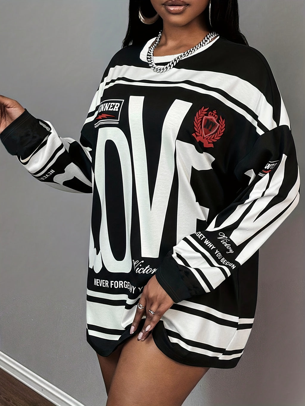 Oversized "LOVE" Letter Print Long Sleeve T-Shirt