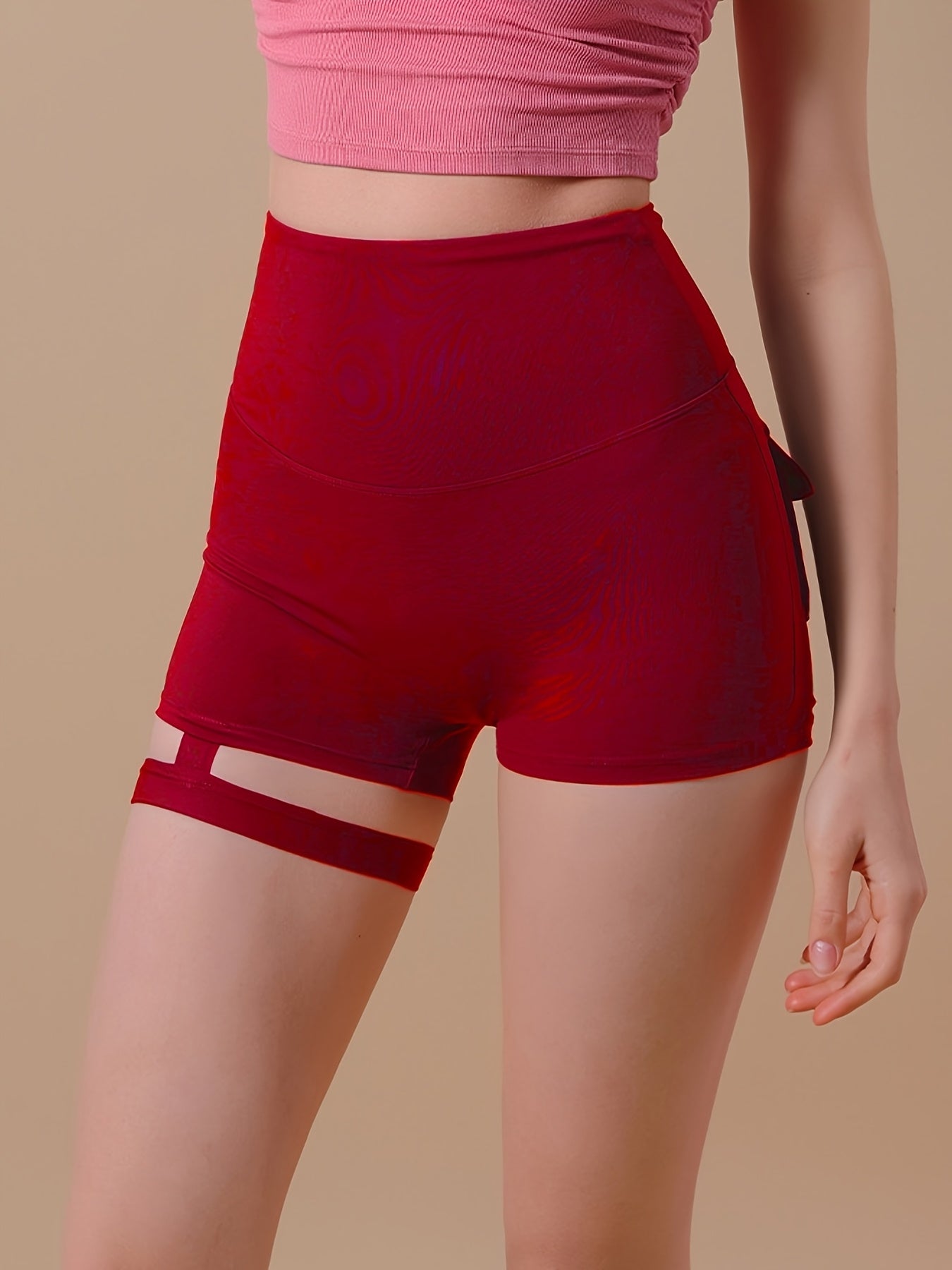 High-Waist Cargo Shorts with Peach Hip Design