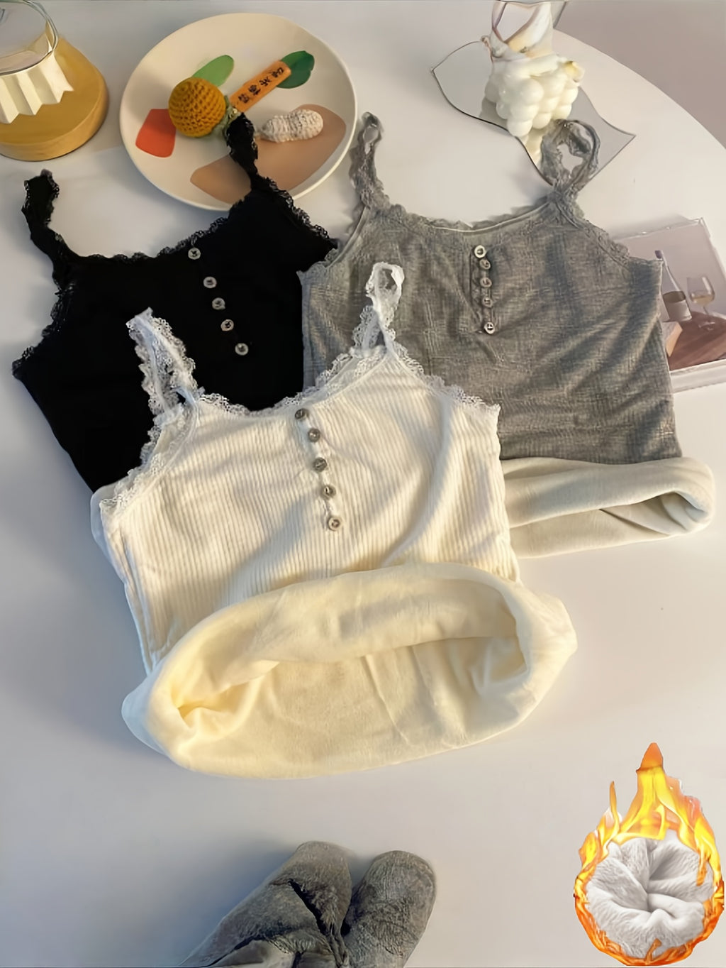 {3pcs} Fleece Sleeveless Blouses