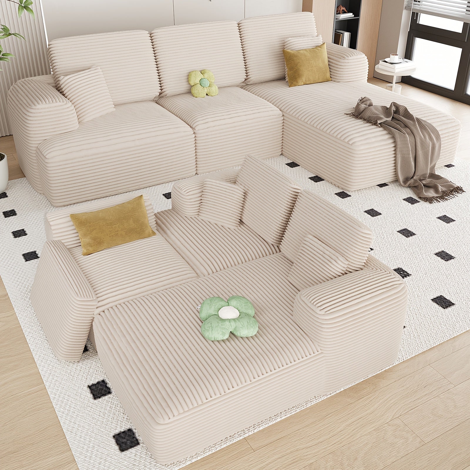 106 Inch Modular Segmented Sofa, L-shaped Leisure Combination Sofa