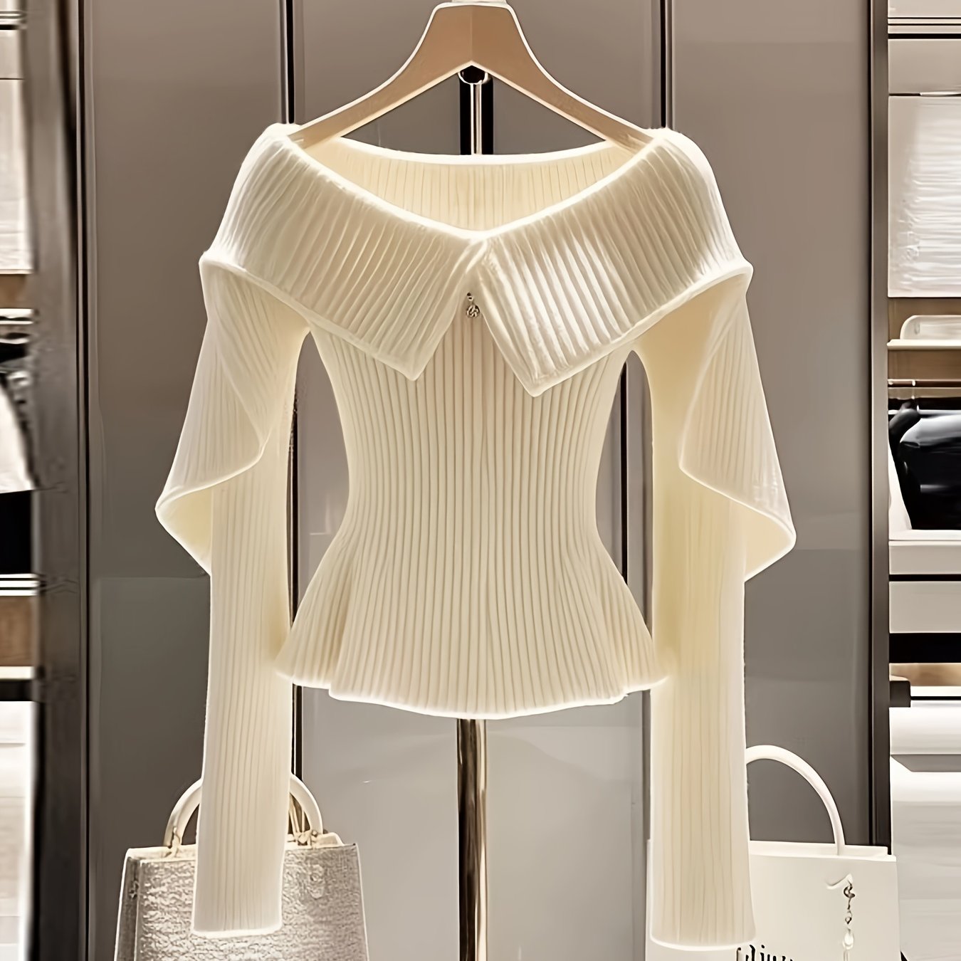 Off-Shoulder Ribbed Sweater