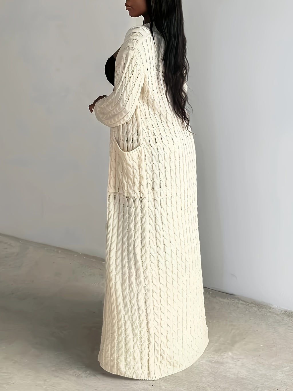 Long Solid Color Cardigan