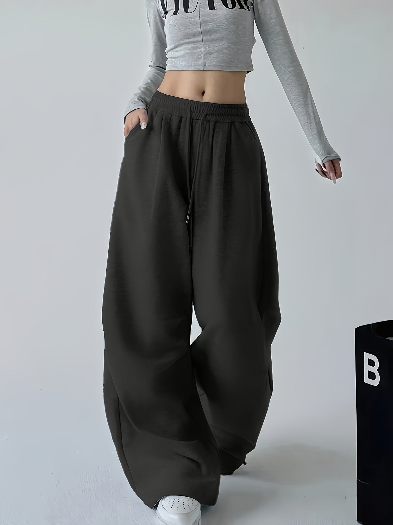 High-Waisted Wide-Leg Joggers