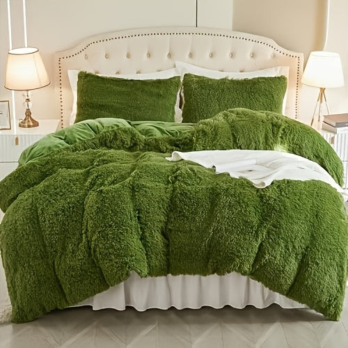 {2/3pcs} Plush Shaggy Fluffy Duvet Cover Set