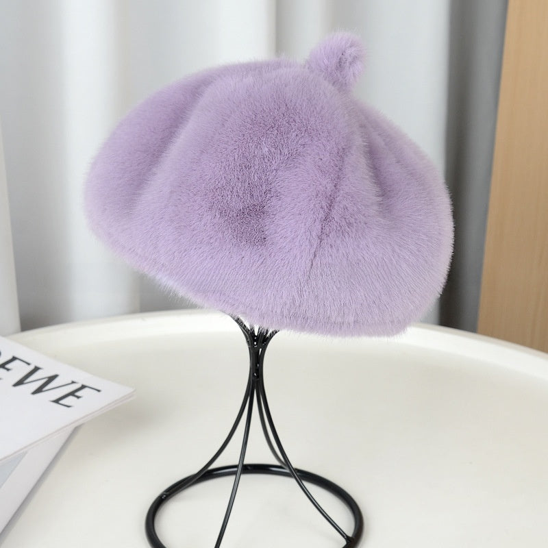 Fur-like Beret Hat