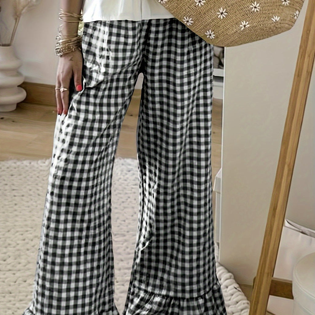 Wide-Leg French Pants with Elastic Waist